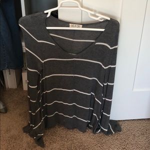 Gray striped oversized top